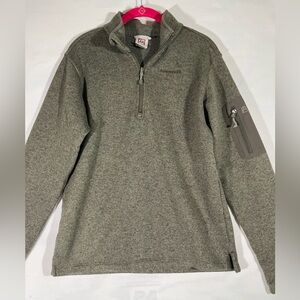 AVALANCHE 1/4 ZIP PULLOVER KNIT SWEATER EMBROIDERED LOGO S GREENISH GRAY PREOWN